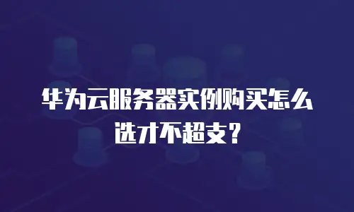 华为云服务器实例购买怎么选才不超支？