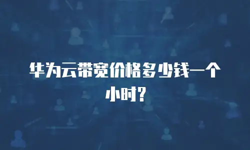 华为云带宽价格多少钱一个小时？