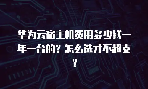 华为云宿主机费用多少钱一年一台的？怎么选才不超支？