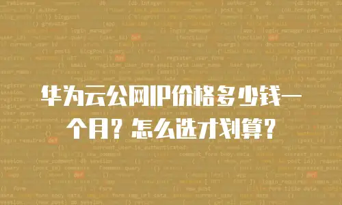 华为云公网IP价格多少钱一个月？怎么选才划算？