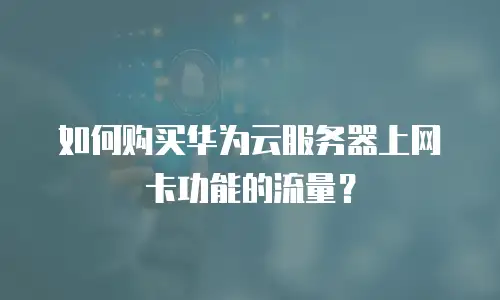 如何购买华为云服务器上网卡功能的流量？