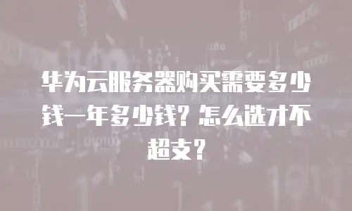 华为云服务器购买需要多少钱一年多少钱？怎么选才不超支？