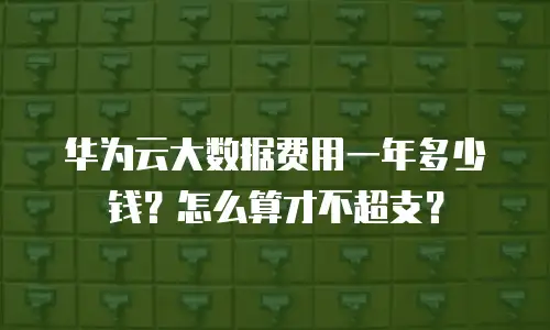 华为云大数据费用一年多少钱？怎么算才不超支？