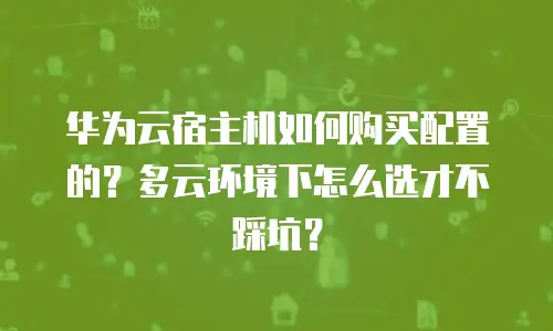 华为云宿主机如何购买配置的？多云环境下怎么选才不踩坑？