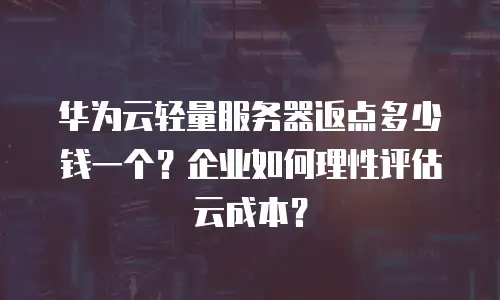 华为云轻量服务器返点多少钱一个？企业如何理性评估云成本？