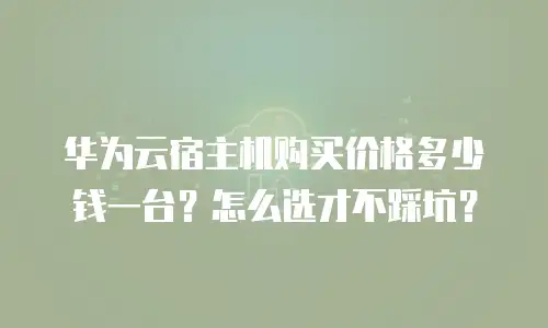 华为云宿主机购买价格多少钱一台？怎么选才不踩坑？