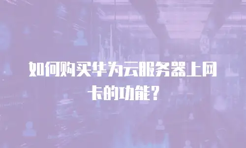 如何购买华为云服务器上网卡的功能？