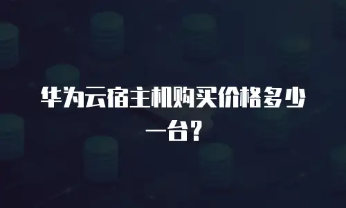 华为云宿主机购买价格多少一台？