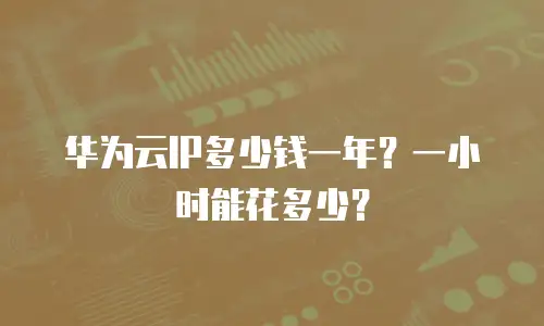 华为云IP多少钱一年？一小时能花多少？