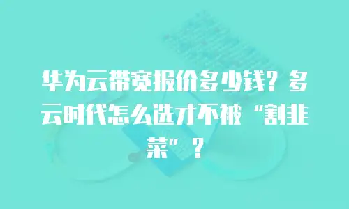 华为云带宽报价多少钱？多云时代怎么选才不被“割韭菜”？