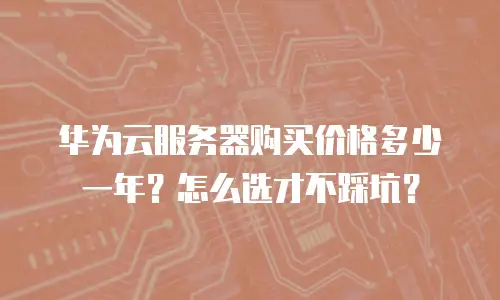华为云服务器购买价格多少一年？怎么选才不踩坑？