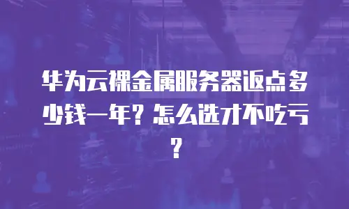 华为云裸金属服务器返点多少钱一年？怎么选才不吃亏？