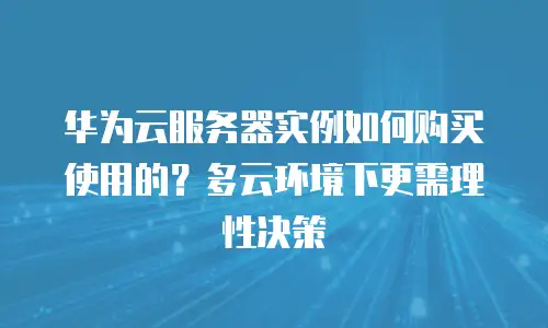 华为云服务器实例如何购买使用的？多云环境下更需理性决策