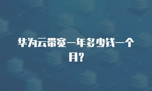 华为云带宽一年多少钱一个月？