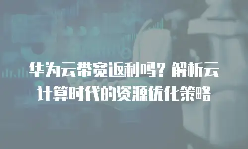 华为云带宽返利吗？解析云计算时代的资源优化策略