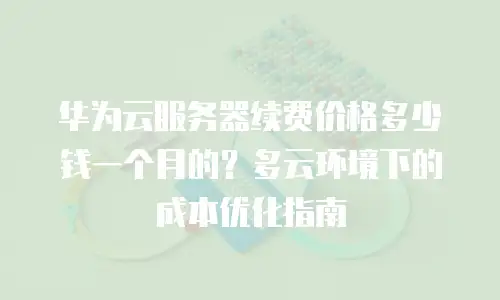 华为云服务器续费价格多少钱一个月的？多云环境下的成本优化指南