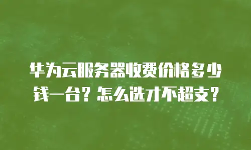 华为云服务器收费价格多少钱一台？怎么选才不超支？