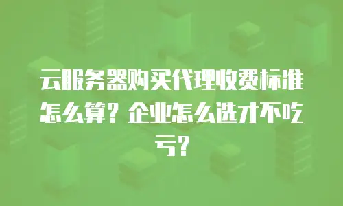 云服务器购买代理收费标准怎么算？企业怎么选才不吃亏？