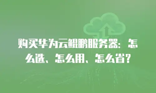 购买华为云鲲鹏服务器：怎么选、怎么用、怎么省？