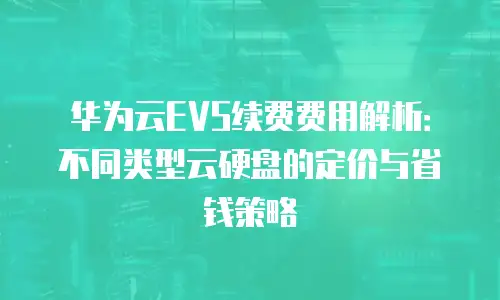 华为云EVS续费费用解析：不同类型云硬盘的定价与省钱策略