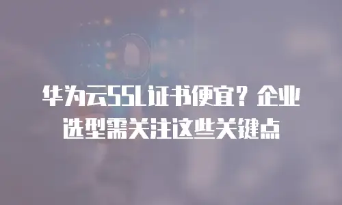 华为云SSL证书便宜？企业选型需关注这些关键点