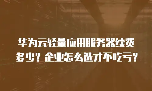 华为云轻量应用服务器续费多少？企业怎么选才不吃亏？