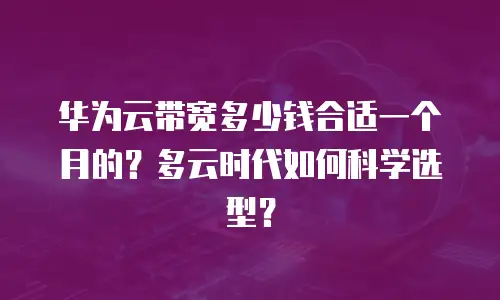 华为云带宽多少钱合适一个月的？多云时代如何科学选型？