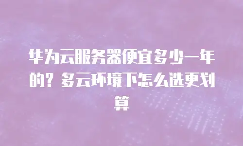 华为云服务器便宜多少一年的？多云环境下怎么选更划算