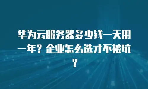 华为云服务器多少钱一天用一年？企业怎么选才不被坑？