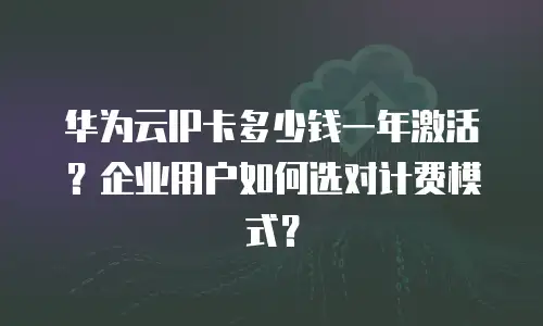 华为云IP卡多少钱一年激活？企业用户如何选对计费模式？