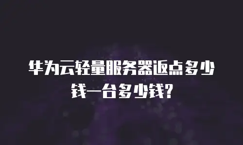 华为云轻量服务器返点多少钱一台多少钱？