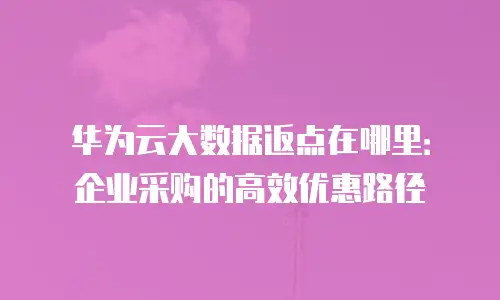 华为云大数据返点在哪里：企业采购的高效优惠路径