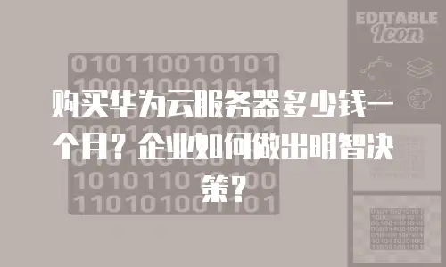购买华为云服务器多少钱一个月？企业如何做出明智决策？