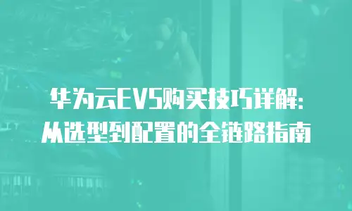 华为云EVS购买技巧详解：从选型到配置的全链路指南