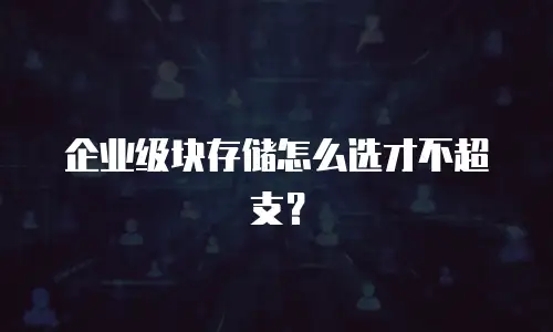 企业级块存储怎么选才不超支？
