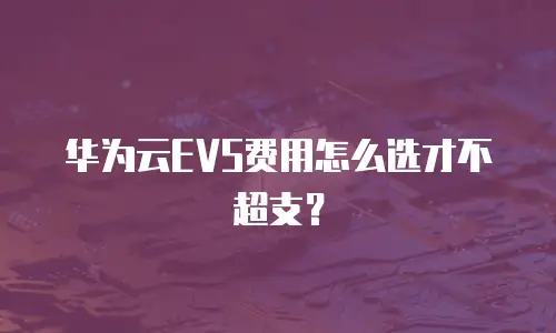 华为云EVS费用怎么选才不超支？