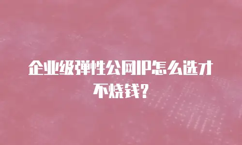 企业级弹性公网IP怎么选才不烧钱？