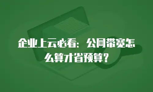 企业上云必看：公网带宽怎么算才省预算？