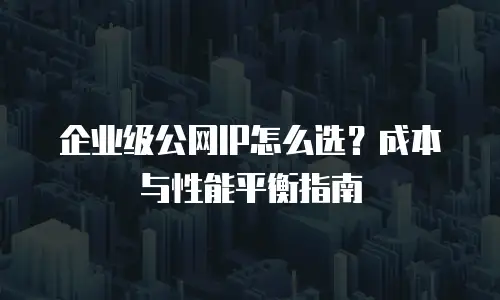企业级公网IP怎么选？成本与性能平衡指南