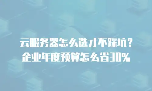 云服务器怎么选才不踩坑？企业年度预算怎么省30%