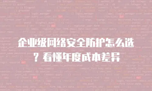 企业级网络安全防护怎么选？看懂年度成本差异