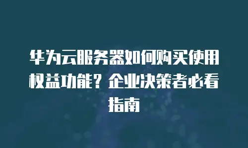 华为云服务器如何购买使用权益功能？企业决策者必看指南