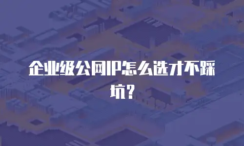 企业级公网IP怎么选才不踩坑？