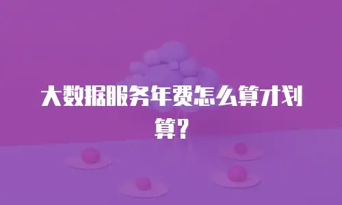 大数据服务年费怎么算才划算？