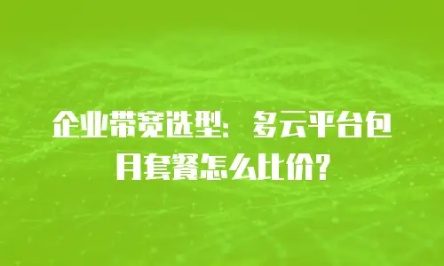 企业带宽选型：多云平台包月套餐怎么比价？