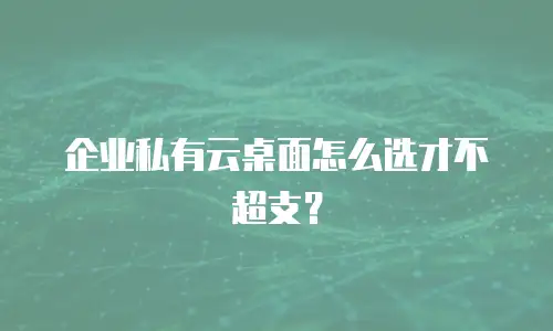 企业私有云桌面怎么选才不超支？
