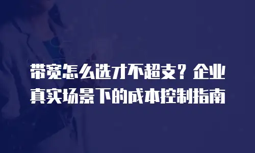 带宽怎么选才不超支？企业真实场景下的成本控制指南