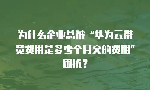 为什么企业总被&ldquo;华为云带宽费用是多少个月交的费用&rdquo;困扰？