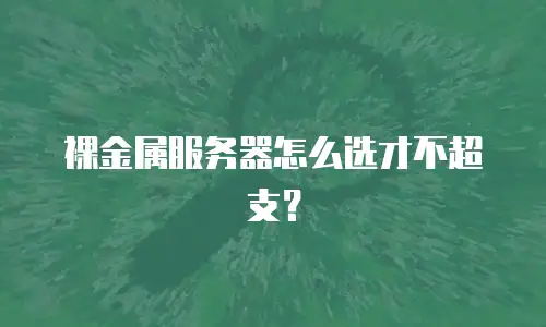 裸金属服务器怎么选才不超支？