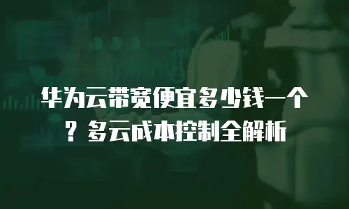 华为云带宽便宜多少钱一个？多云成本控制全解析